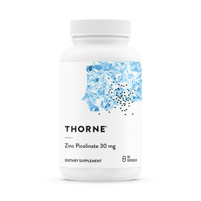 Thorne Zinc Picolinate 30 mg – Well-Absorbed Zinc for Immune Support & Growth (60 Capsules)