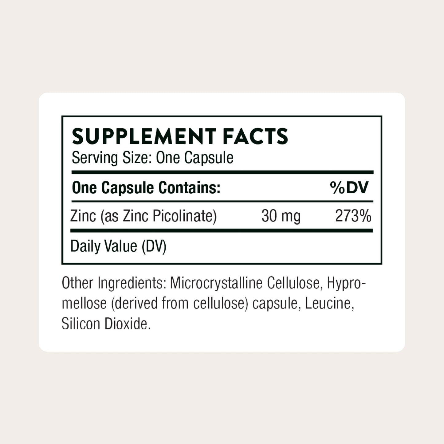 Thorne Zinc Picolinate 30 mg – Well-Absorbed Zinc for Immune Support & Growth (60 Capsules)