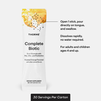 THORNE Complete Biotic – Probiotic, Prebiotic & Postbiotic for Gut Health | 30 Servings