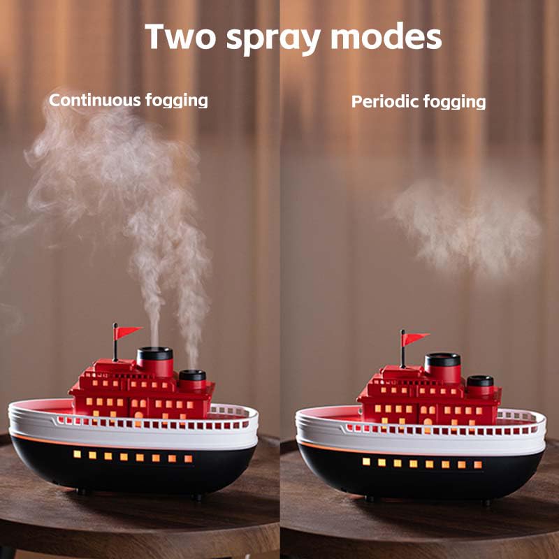 Thoughtalk 300ML Cartoon Ship Diffuser — Ultrasonic Cool Mist, 7-Color LED, Auto Shut-Off