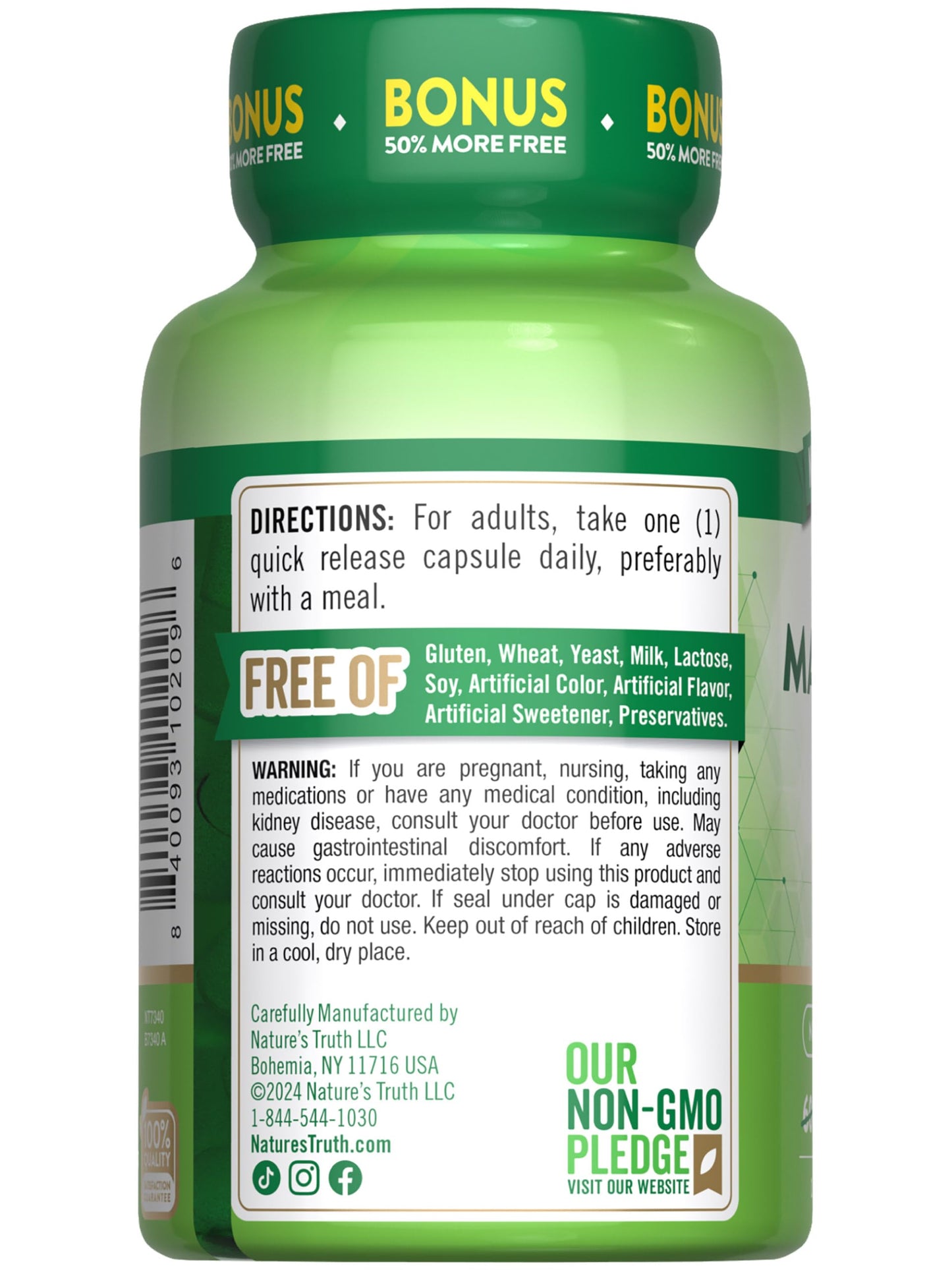 Nature's Truth Magnesium Oxide 500mg Capsules – 90 Count | Non-GMO & Gluten Free High Strength