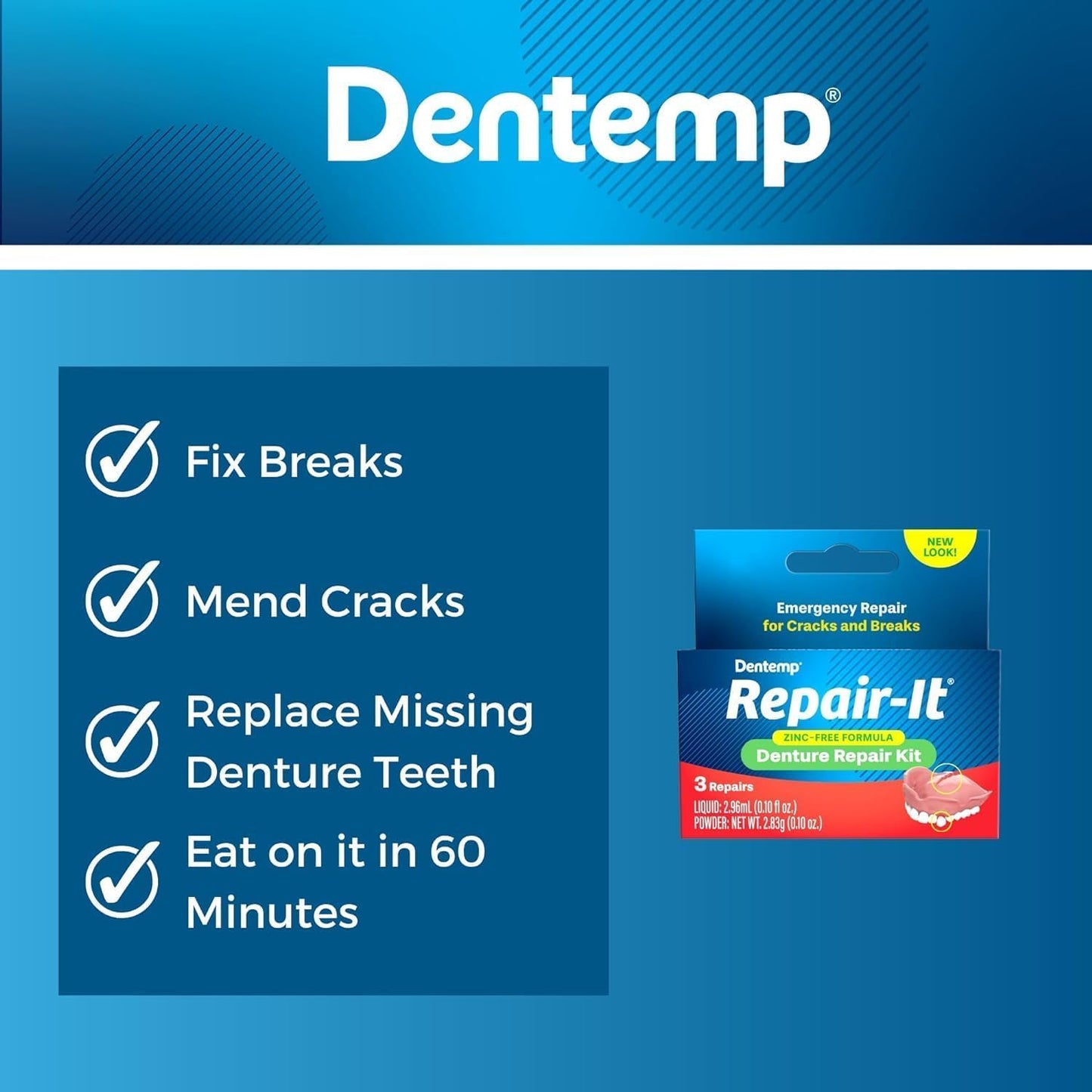 Dentist On Call Repair-It Denture Repair Kit, Zinc Free | 1 Kit