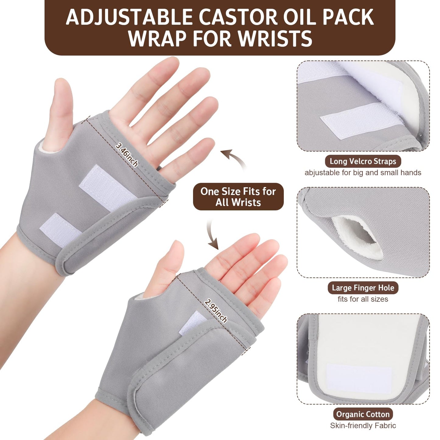12Pcs Castor Oil Pack Wrap Kit for Fingers & Hands | Organic Cotton