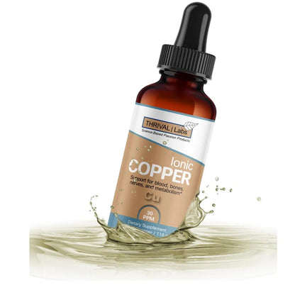 Thrival Labs Ionic Copper Drops (30 PPM) – Hair, Skin, Nails & Bone Health – 16oz Glass Bottle