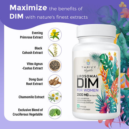 ThrivyThystle Liposomal DIM Supplement - 1500 mg for Women | Estrogen Support