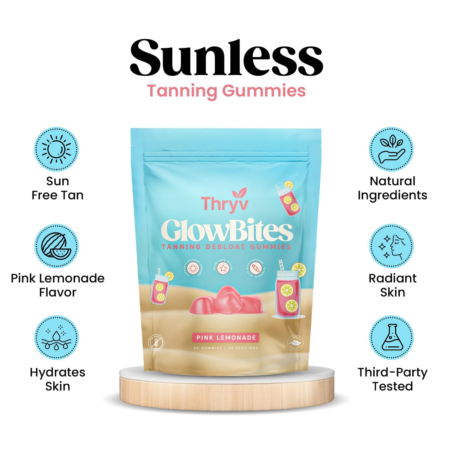 Thryv UVBites Tanning Gummies – Self Tan Supplement | Glow Up Skin