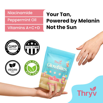Thryv UVBites Tanning Gummies – Self Tan Supplement | Glow Up Skin