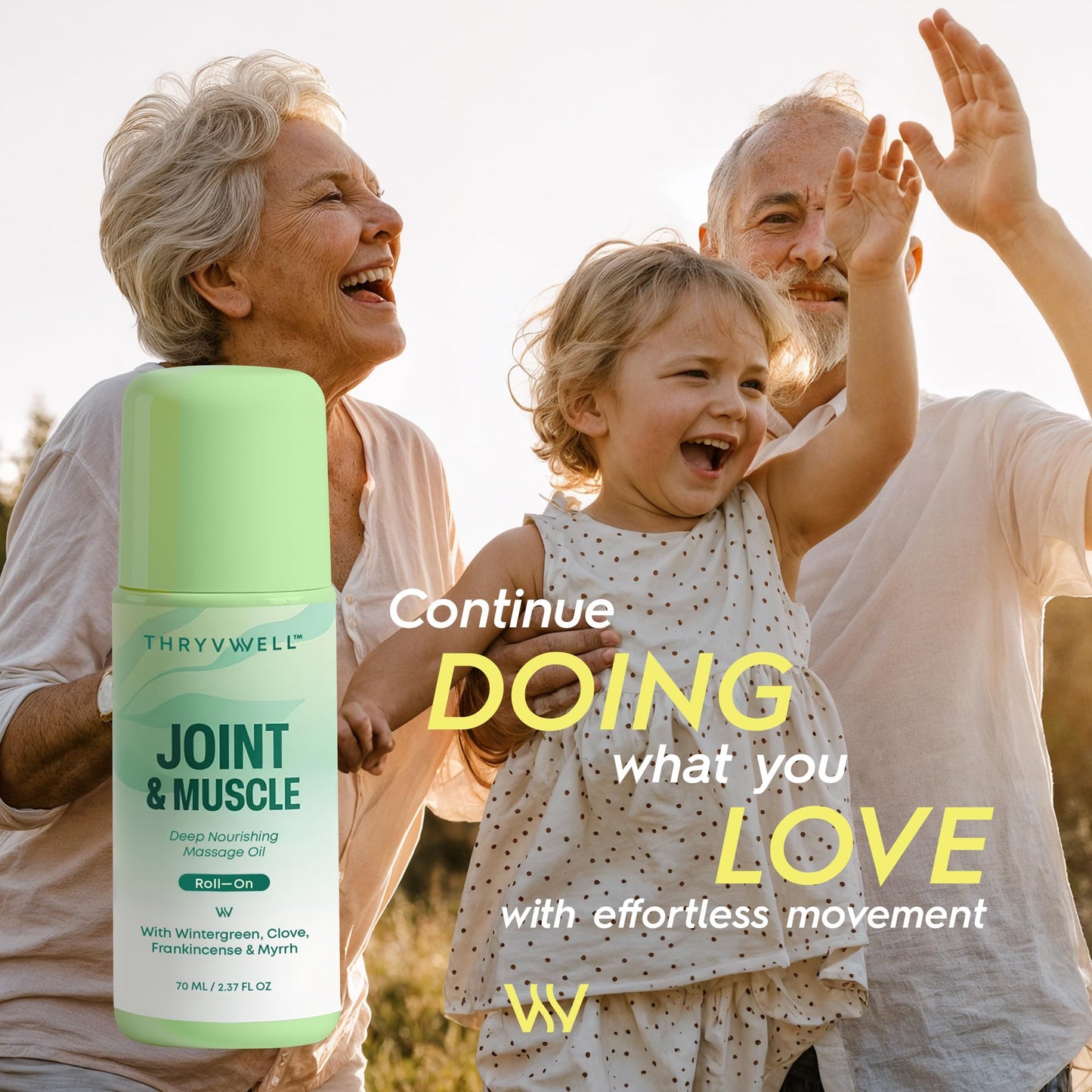 ThryvWell Joint & Muscle Deep Nourishing Oil Roll-On - Non-Greasy, 100% Natural (2.37 oz Travel Size)