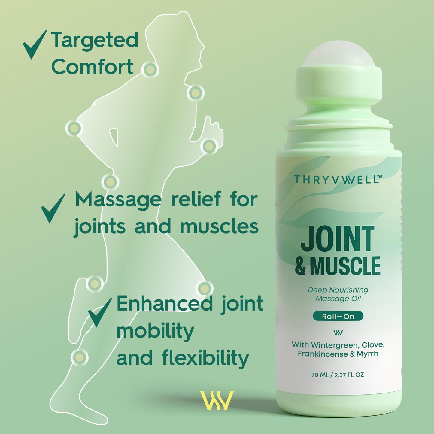 ThryvWell Joint & Muscle Deep Nourishing Oil Roll-On - Non-Greasy, 100% Natural (2.37 oz Travel Size)