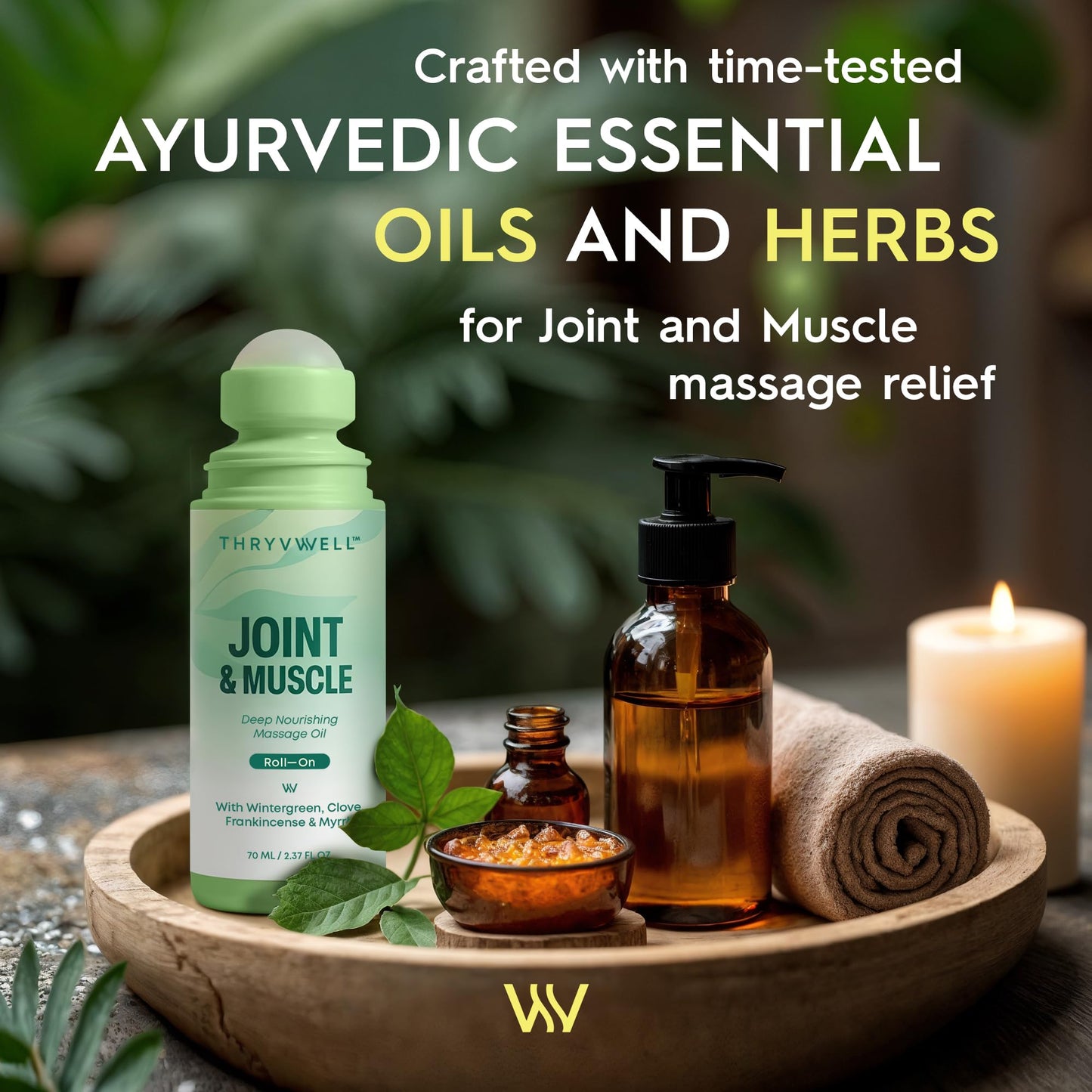 ThryvWell Joint & Muscle Deep Nourishing Oil Roll-On - Non-Greasy, 100% Natural (2.37 oz Travel Size)