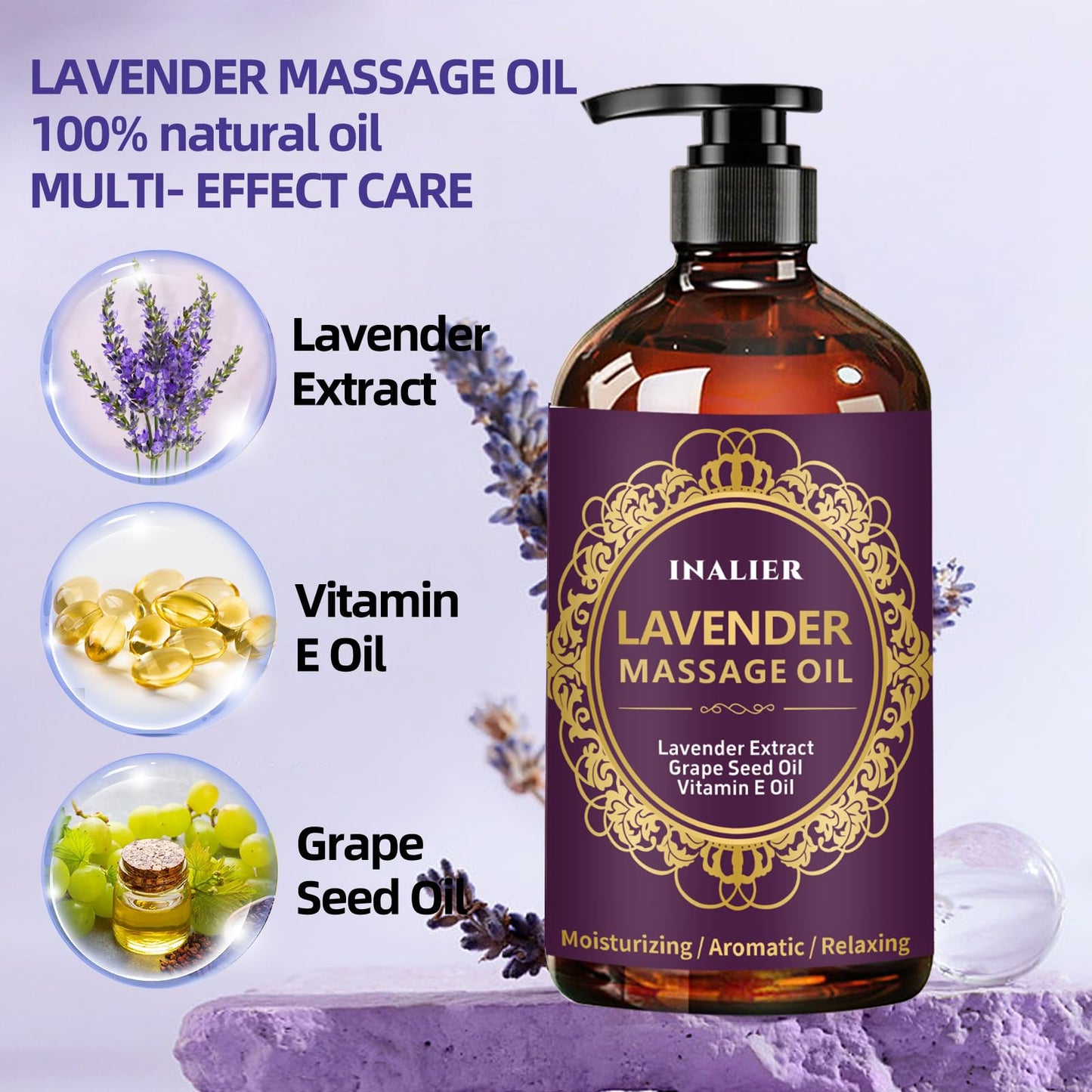 Lavender Massage Oil with Roller Ball – Soothing Spa Massage Oil for Men & Women