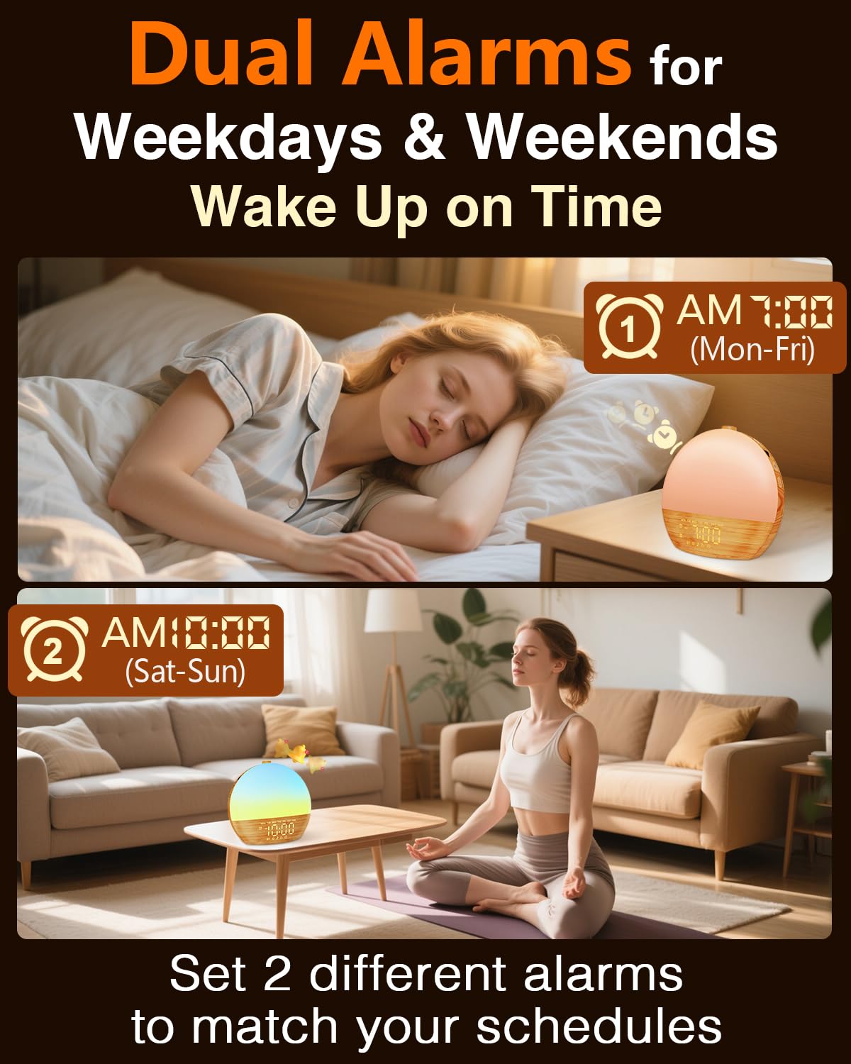Thybro Sunrise Alarm Clock with Sunrise Light, Bluetooth & 30 Sleep Sounds | Wood Grain