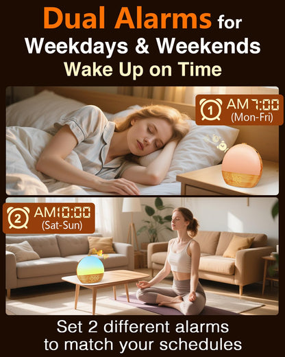 Thybro Sunrise Alarm Clock with Sunrise Light, Bluetooth & 30 Sleep Sounds | Wood Grain