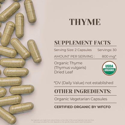 Thyme 60 Capsules | High-Potency Herbal Supplement – USDA Organic Thyme