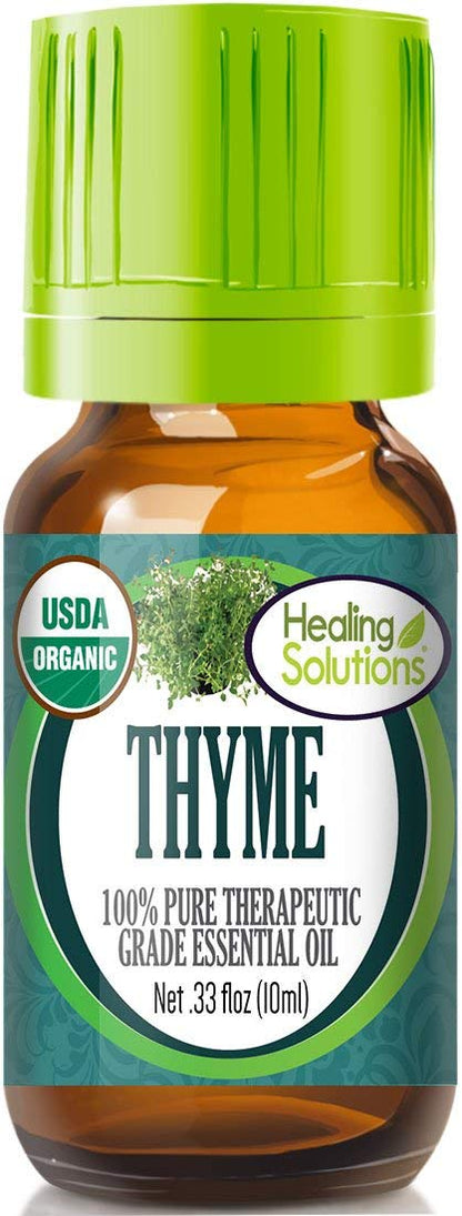 Healing Solutions Thyme Essential Oil 0.33 oz – Organic, Pure & Therapeutic Grade