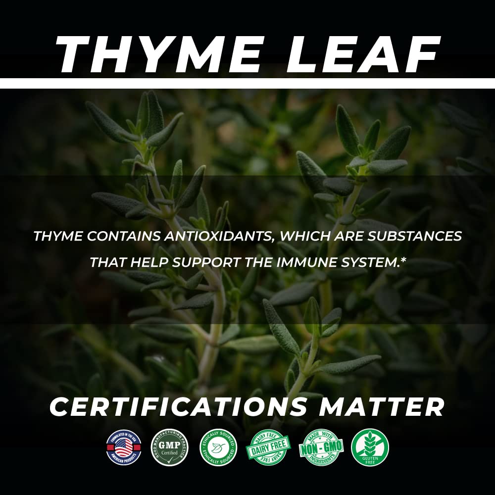 Oomph Naturals Thyme Leaf 900mg – 90 Capsules | Thymus Vulgaris Extract • Respiratory Support • Non-GMO • Gluten Free