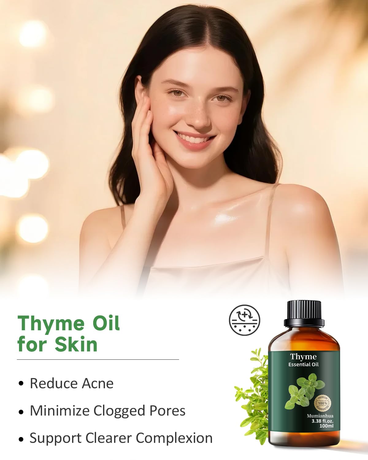 Pure Thyme Essential Oil - Outdoor Shield & Aromatherapy (3.38 Fl Oz)
