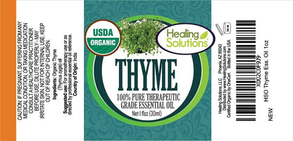 Healing Solutions Organic Thyme Essential Oil 1 oz (30 ml) – Pure & Undiluted for Diffusers