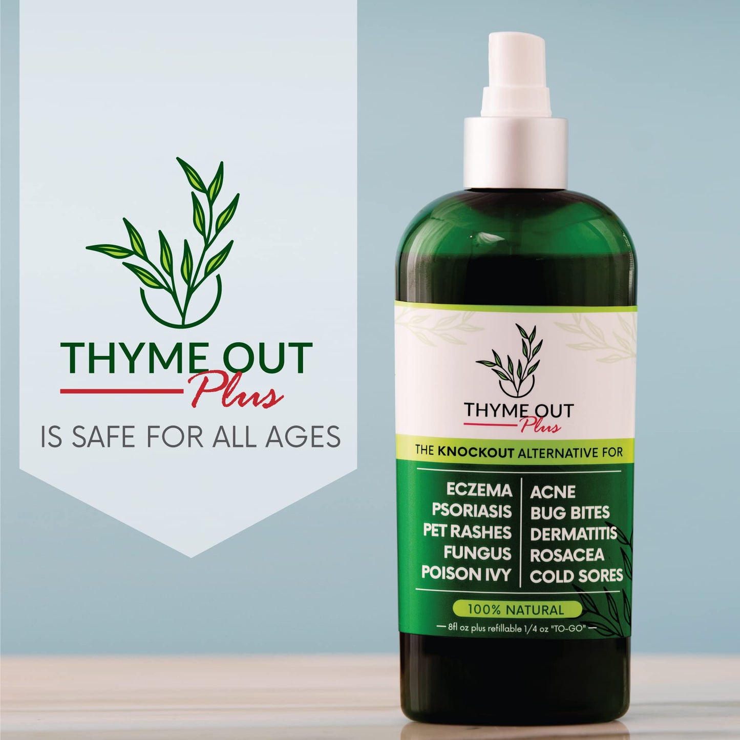 Thyme Out Plus All-Natural Skin Soothing Spray — Eczema, Rosacea, Psoriasis & More | Thyme Out