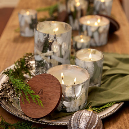Thymes Frasier Fir Candles - Silver Pine Needle Luminary, 20 oz | Statement Collection