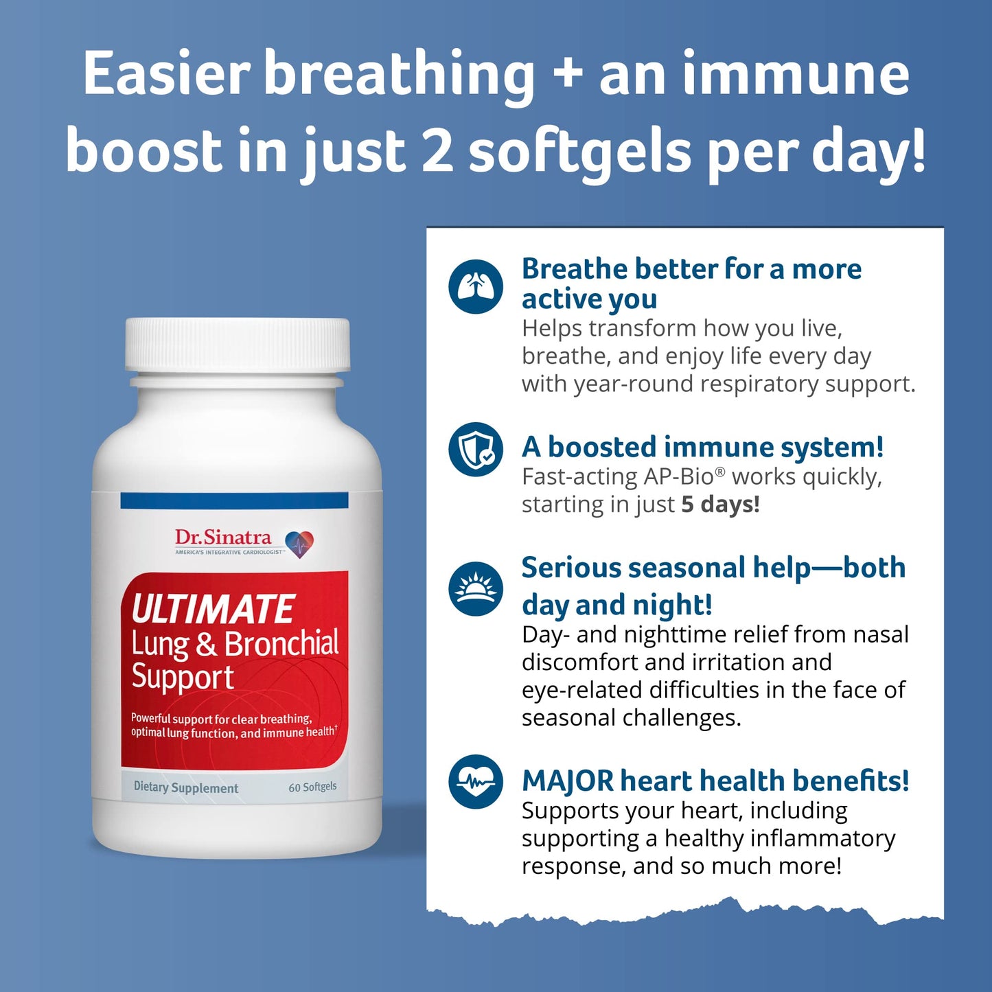Dr. Sinatra Ultimate Lung Support – Clear Breathing & Immune Health (60 Capsules)