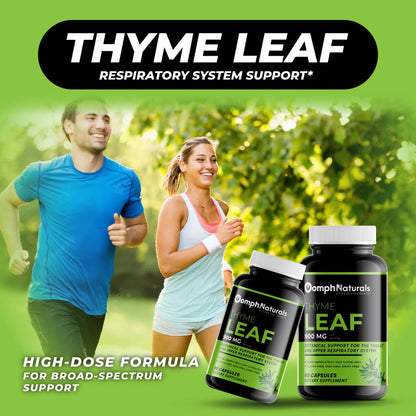 Oomph Naturals Thyme Leaf 900mg – 90 Capsules | Thymus Vulgaris Extract • Respiratory Support • Non-GMO • Gluten Free