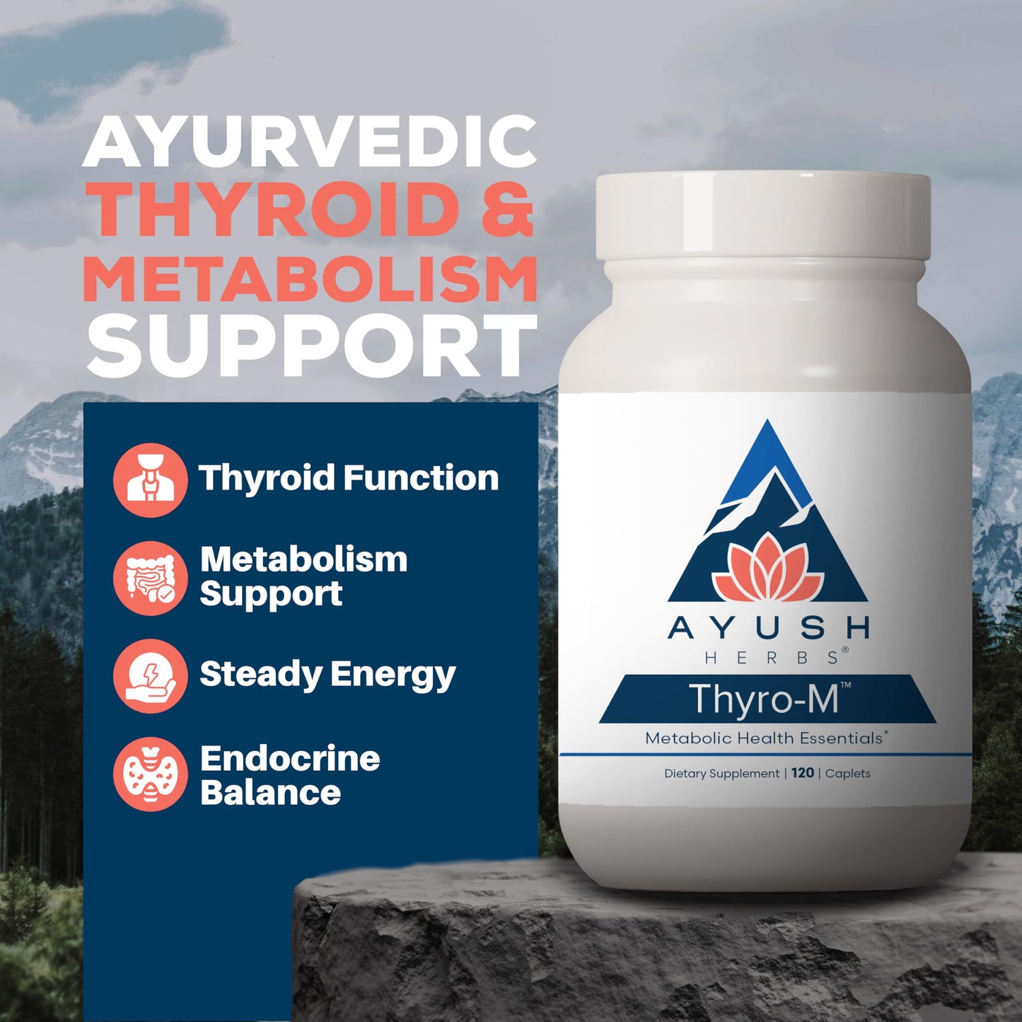 Ayush Herbs Thyro-M: Thyroid Support with L-Tyrosine, Ashwagandha & Kelp (120 Veg Capsules)