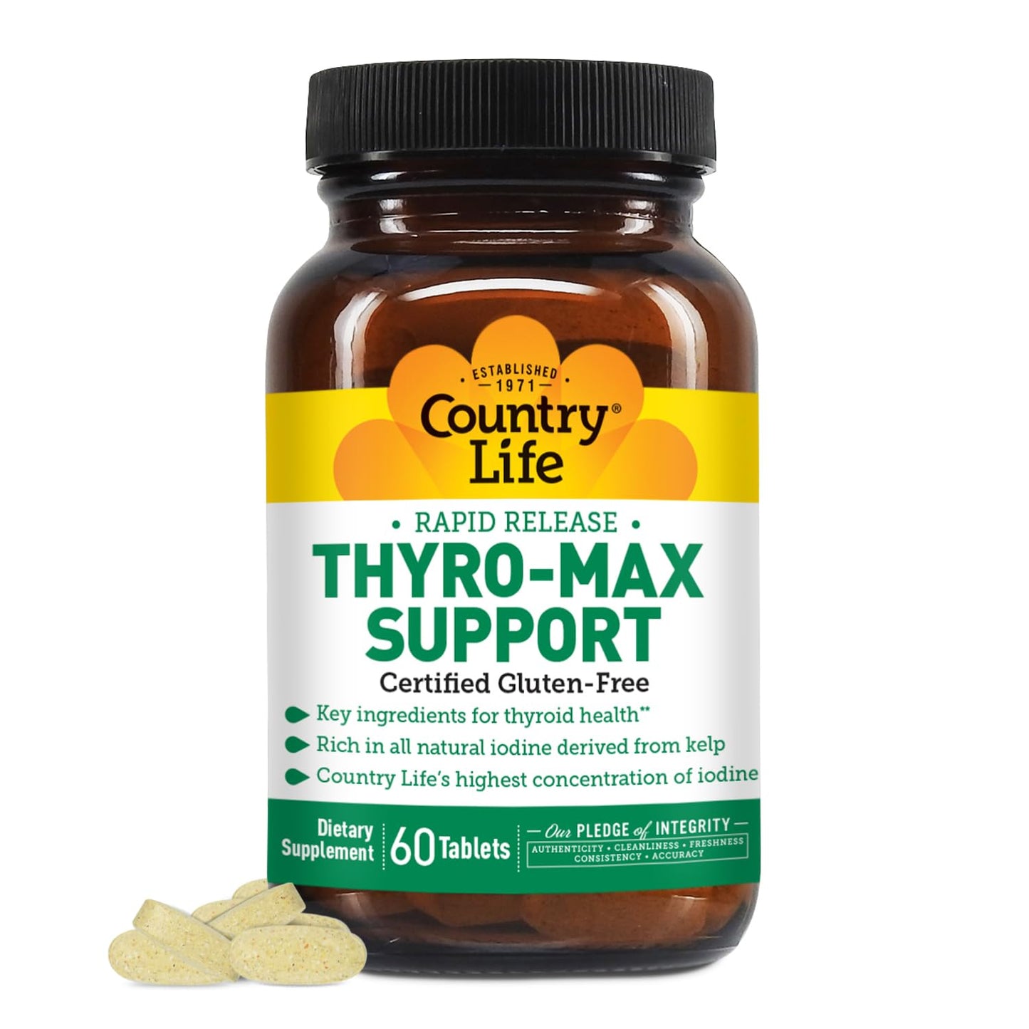 Country Life Thyro-Max Support – Kelp-Derived Iodine & L-Tyrosine