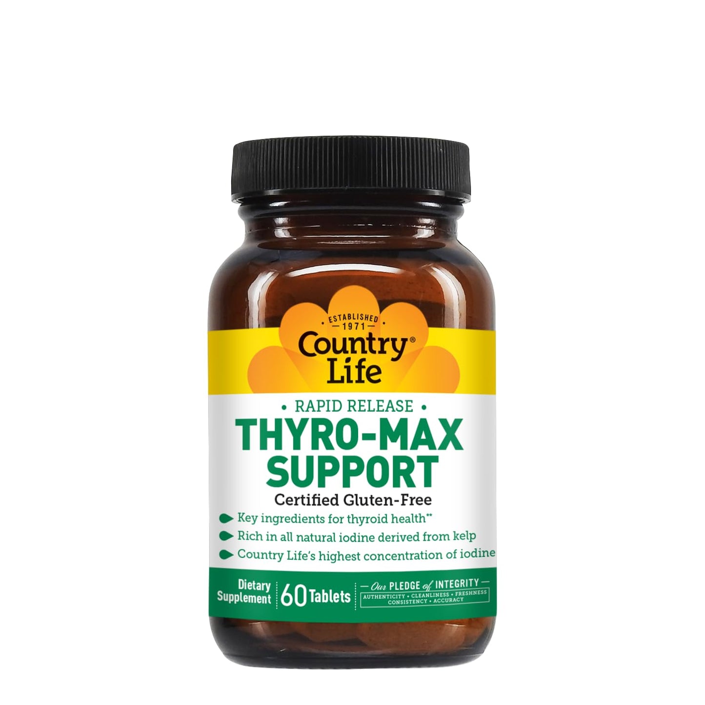 Country Life Thyro-Max Support – Kelp-Derived Iodine & L-Tyrosine