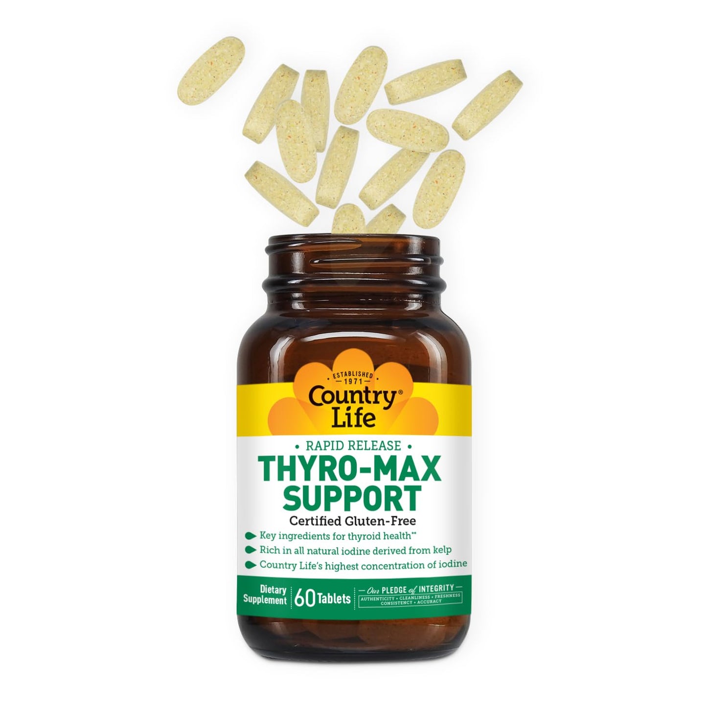 Country Life Thyro-Max Support – Kelp-Derived Iodine & L-Tyrosine