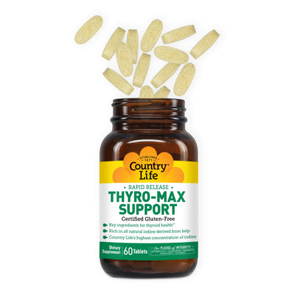Country Life Thyro-Max Support – Kelp-Derived Iodine & L-Tyrosine