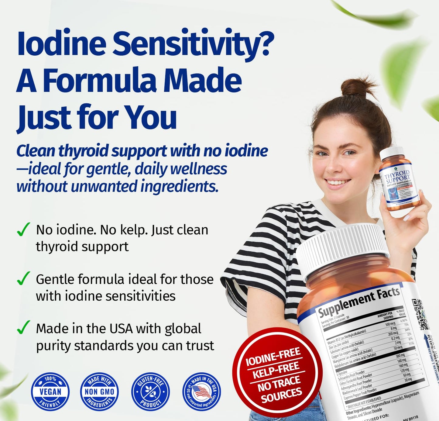 1 Body Thyroid Support Iodine-Free Supplement (60 Count) - Pack of 1