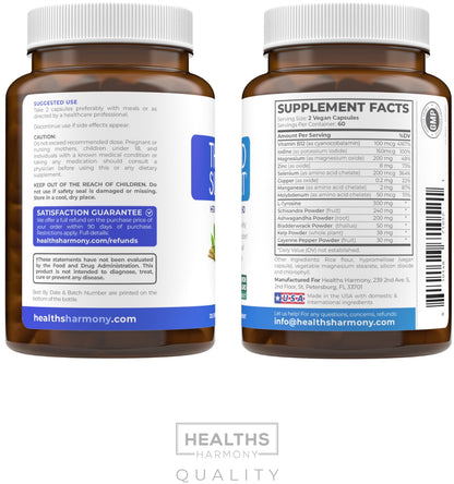 Thyroid Support with Iodine - 120 Capsules (Non-GMO) | 60 Day Supply