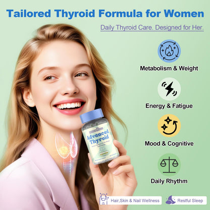 Thyroid Support Supplement for Women – 120 Capsules | Smart-Release Micro-Beads, ThyroSynth™ & GutThyro™