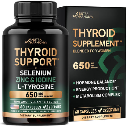 Thyroid Support for Women - Selenium 200 mcg & 21-in-1 Formula | USA