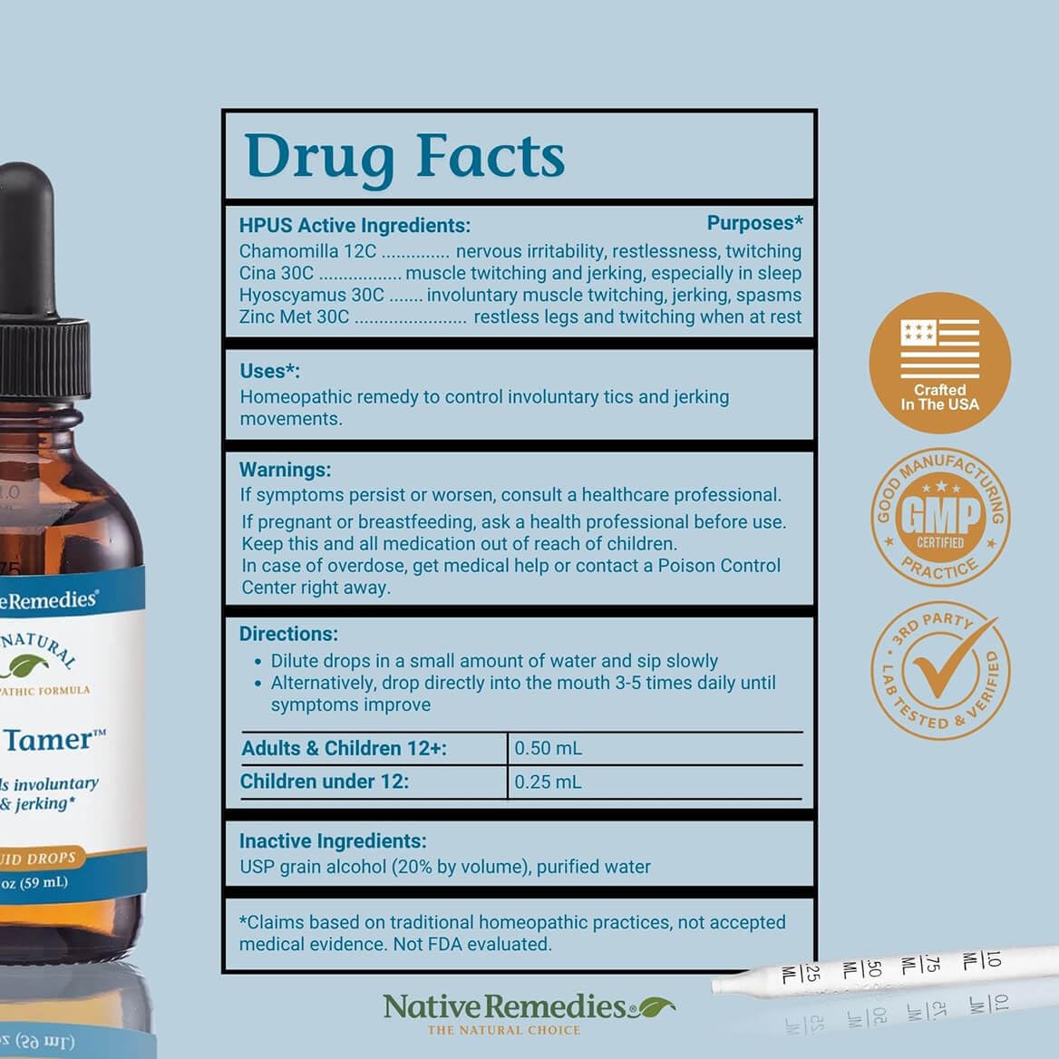 Native Remedies Tic Tamer 2 fl oz – Natural Homeopathic Tic Relief