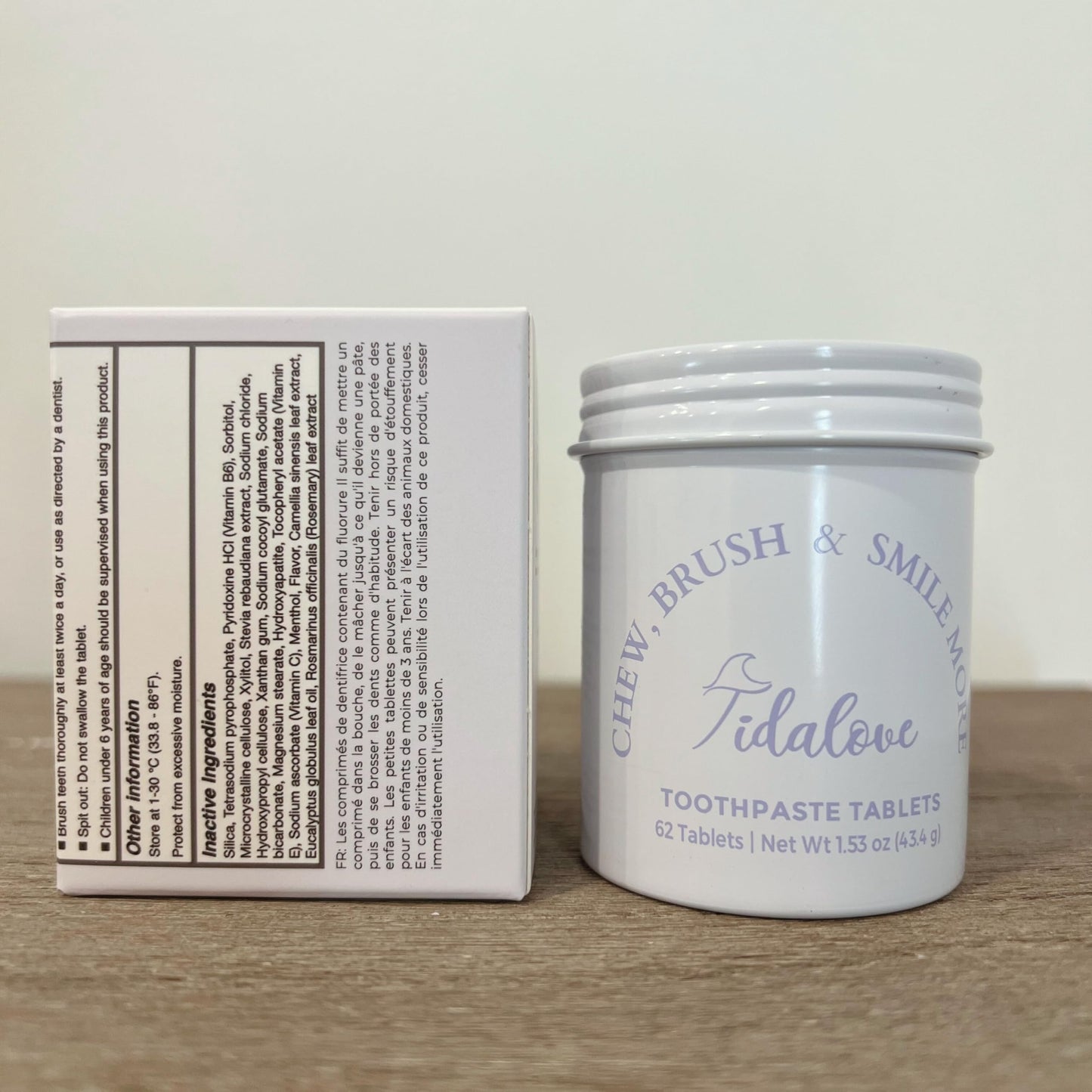 Tidalove Smile More Toothpaste Tablets with Fluoride & Hydroxyapatite (nHAp) – Vegan, Plastic-Free Tin
