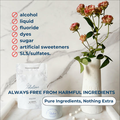 Tidalove Mouthwash Tablets - Alcohol-Free, Eco-Friendly, Travel-Friendly with Nano-HA & Green Tea - 124 Tablets (Tin)