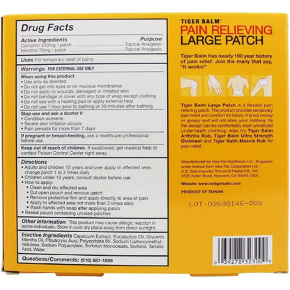 Tiger Balm Pain Relieving Patch Large — 4 Count (Pack of 6)