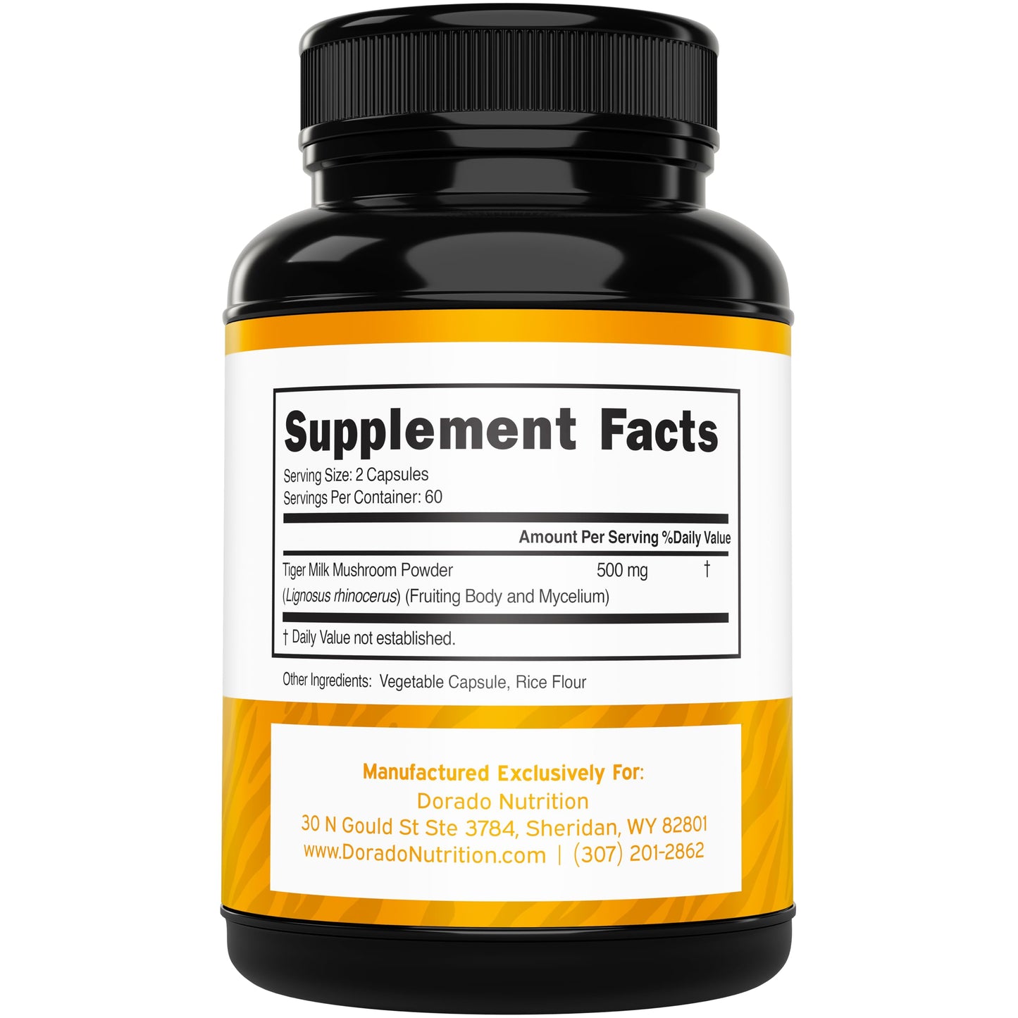Tiger Milk Mushroom Supplement (120 Capsules, 500 mg per Serving) – Immune & Lung Support | USA Made