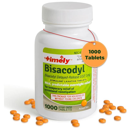 Timely Laxative Bisacodyl 5mg Tablets – Overnight Relief & Gentle Constipation Support – 1000 Tablets