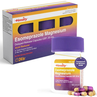 Timely Esomeprazole 20mg Magnesium — 24-Hour Heartburn Relief Capsules (42 Count) | TIME-CAP LABS