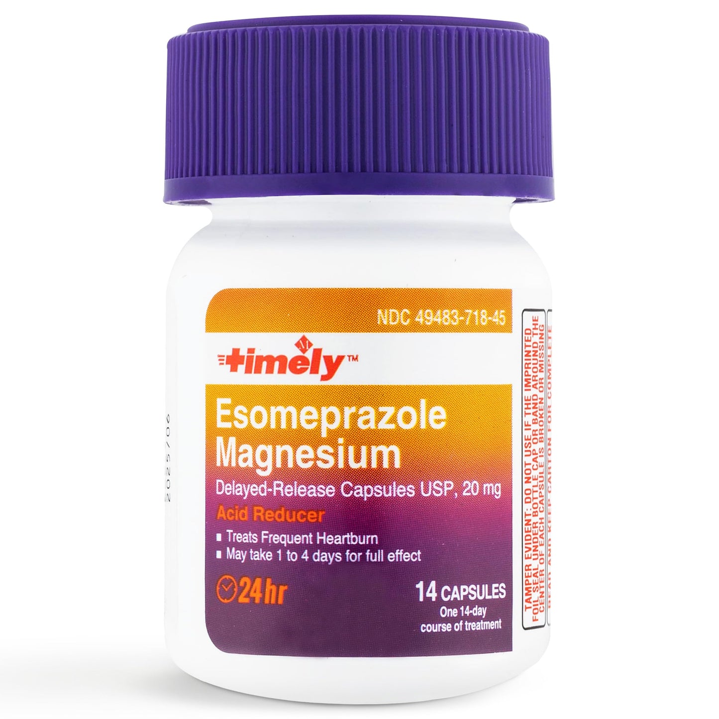 Timely Esomeprazole 20mg Magnesium — 24-Hour Heartburn Relief Capsules (42 Count) | TIME-CAP LABS