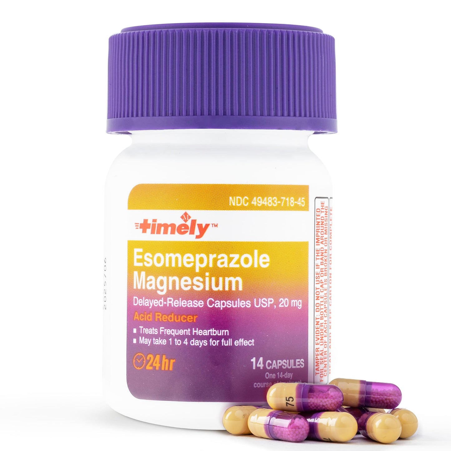 Timely Esomeprazole 20mg Magnesium — 24-Hour Heartburn Relief Capsules (42 Count) | TIME-CAP LABS