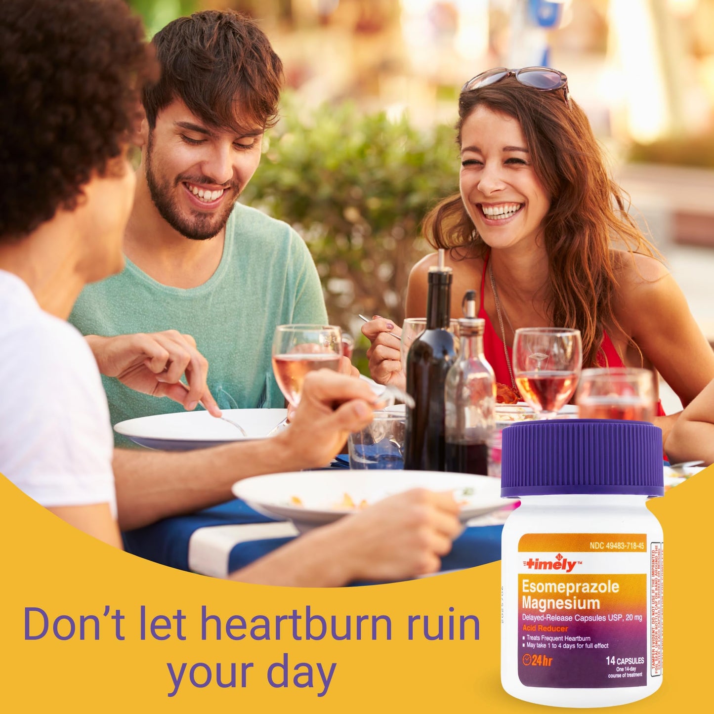 Timely Esomeprazole 20mg Magnesium — 24-Hour Heartburn Relief Capsules (42 Count) | TIME-CAP LABS