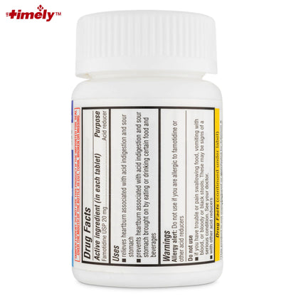 Timely Acid Reducer 20mg Famotidine - Heartburn Relief (200 Tablets, Pack of 2) | TIME-CAP LABS