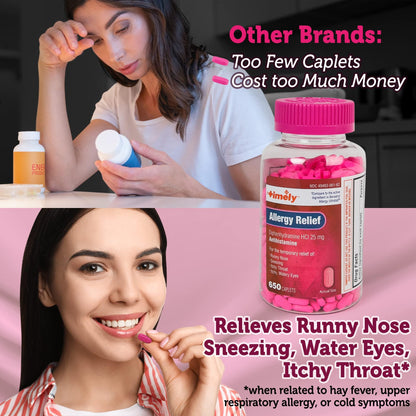 Timely Allergy Relief Diphenhydramine HCl 25 mg | 650 Caplets | Adults | Comparable to Benadryl