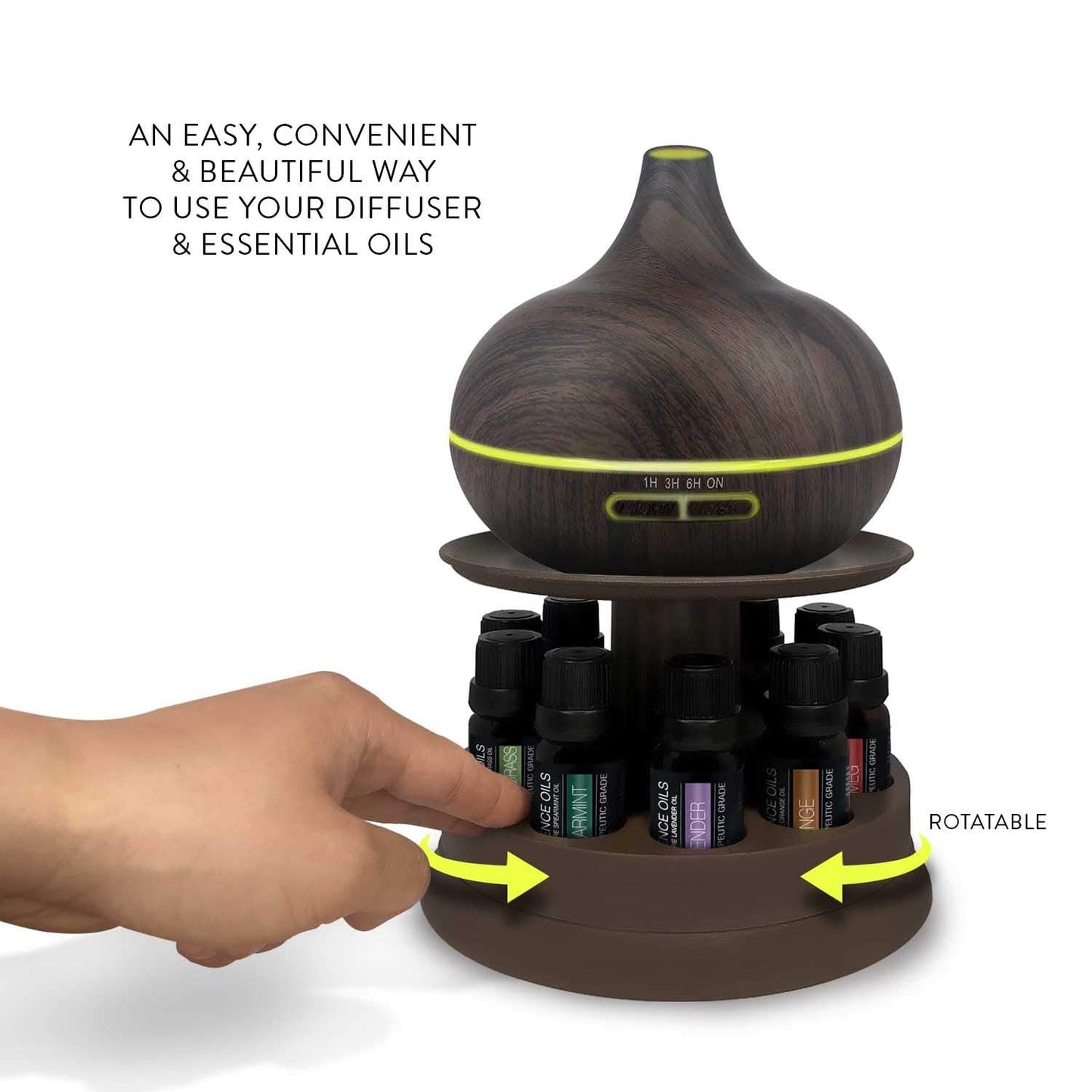 Ultimate Aromatherapy Diffuser & Top 10 Essential Oils – 300ml Dark Oak Stand