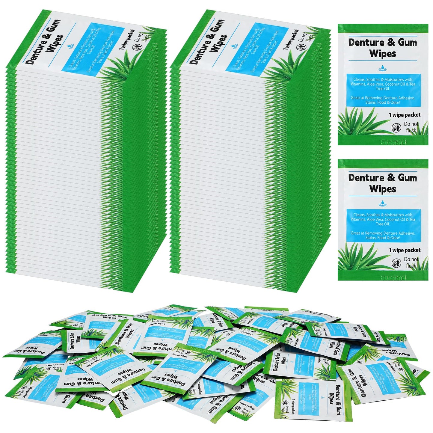 Timgle 100 Pcs Denture Cleaning Wipes - Deep Cleaning for Dentures, Aligners & Mouthguards