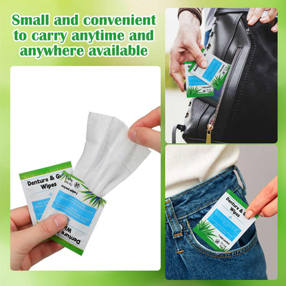 Timgle 100 Pcs Denture Cleaning Wipes - Deep Cleaning for Dentures, Aligners & Mouthguards